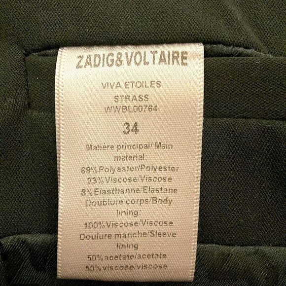Zadig & Voltaire Venus Diamanté Flower Black Woman’s Blazer. FR 34/US 2. - Picture 13 of 13